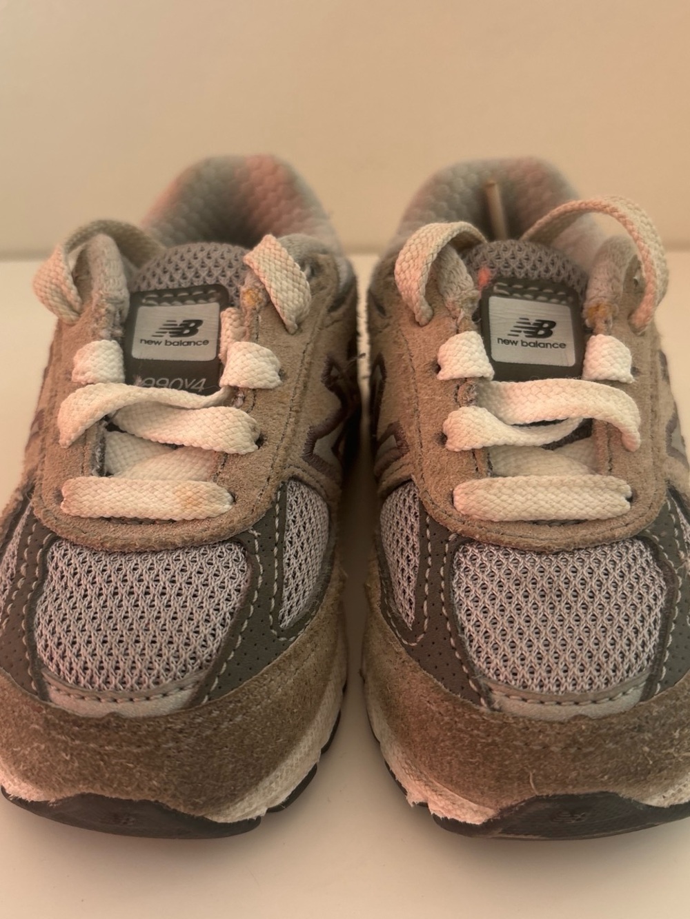 New Balance Kids Gray and White Mesh Suede Sneakers